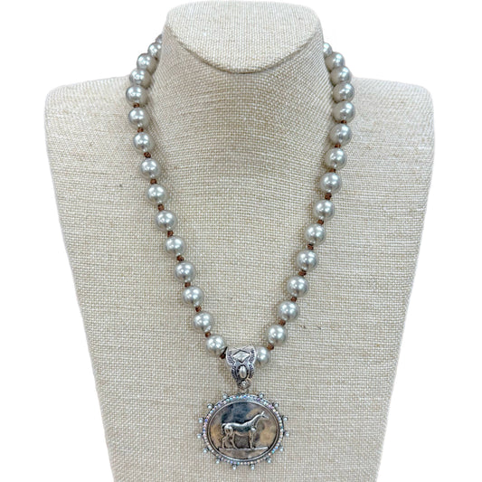 Diamond Horse Pendant Necklace