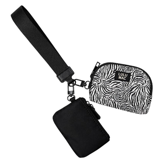 LULU MAC ZEBRA PRINT DOUBLE POUCH WRISTLET