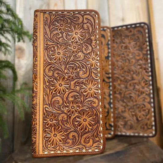Brown Tooled Jewelry Case