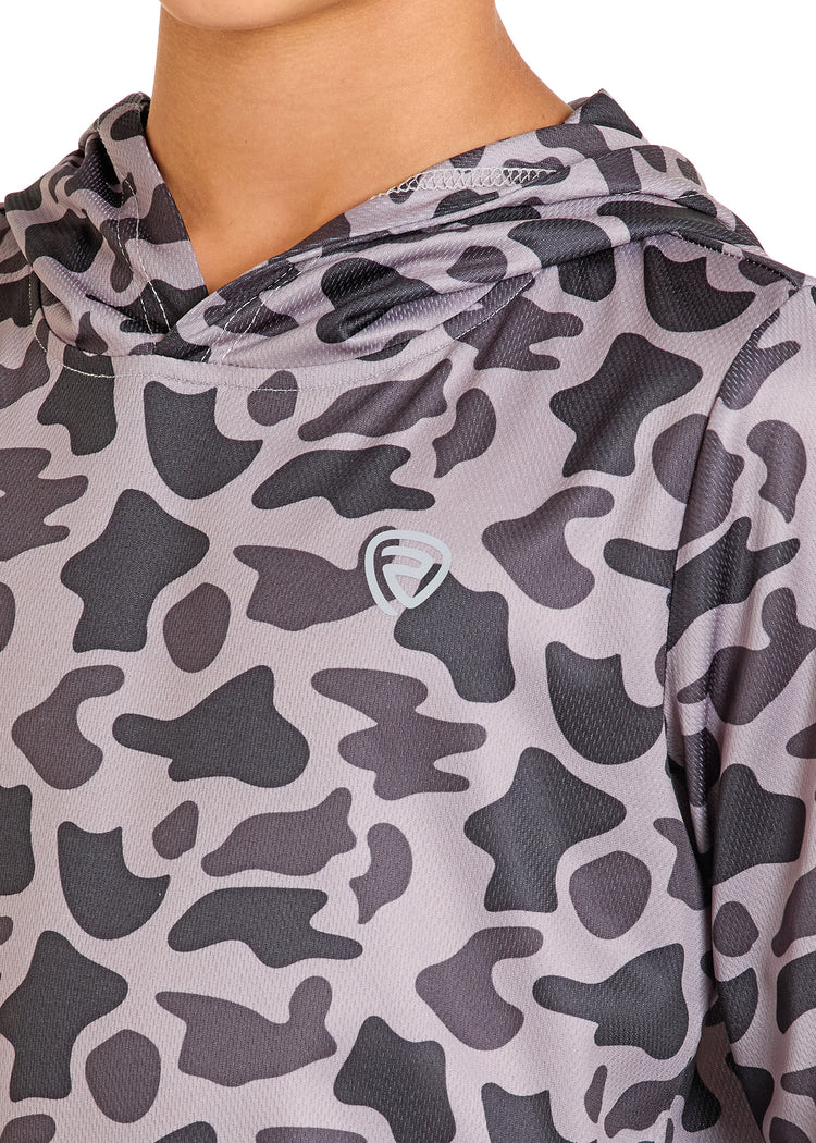 Boys' Grey Camo Performance Mesh Hoodie