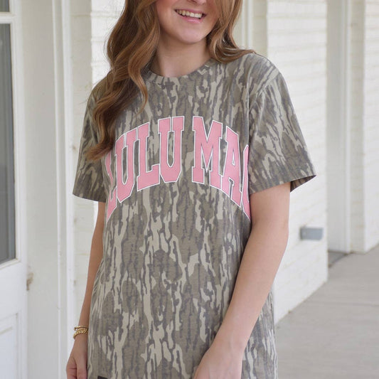 LULU MAC MOSSY OAK TEE- LIGHT PINK