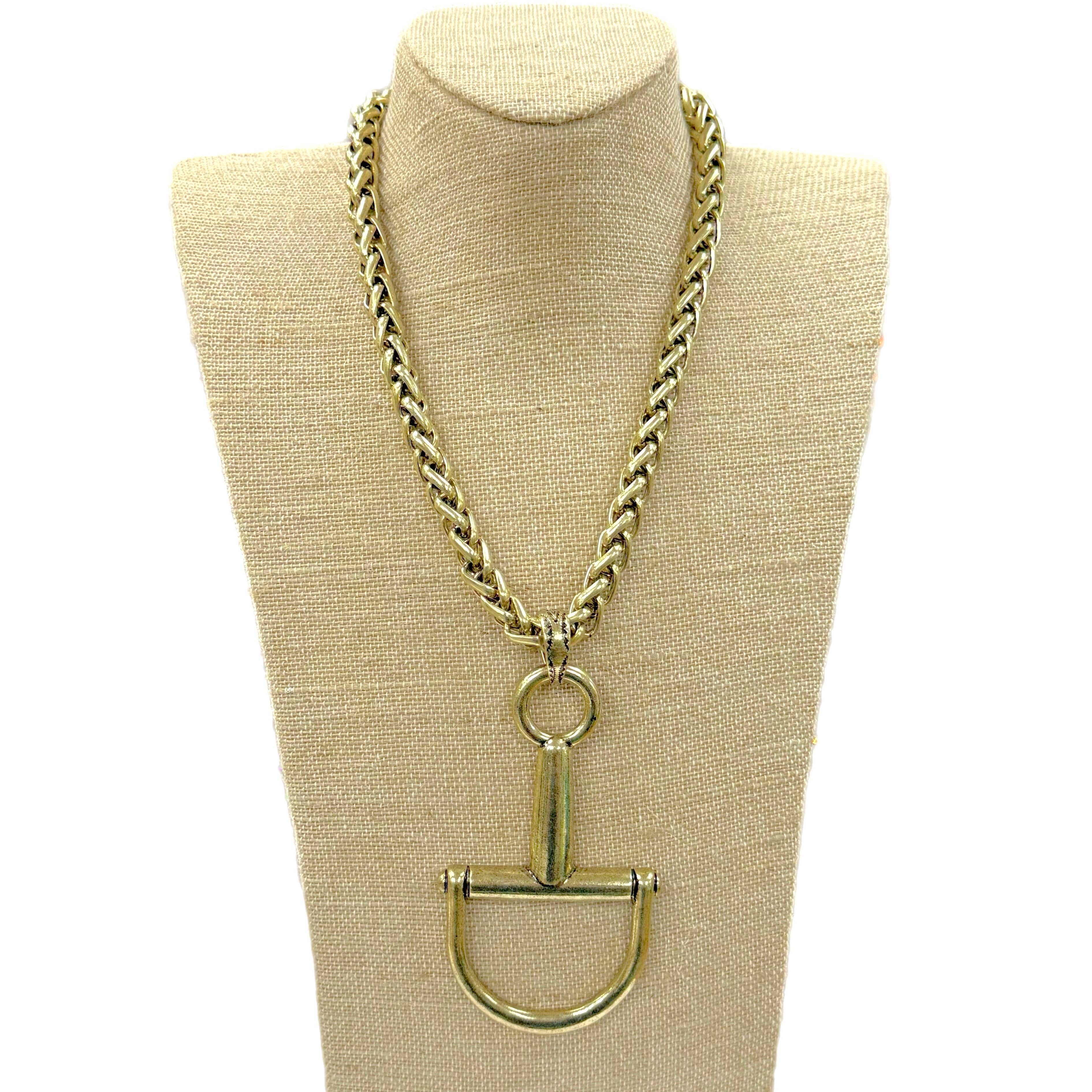 Gold Snaffle Bit Chain Necklace