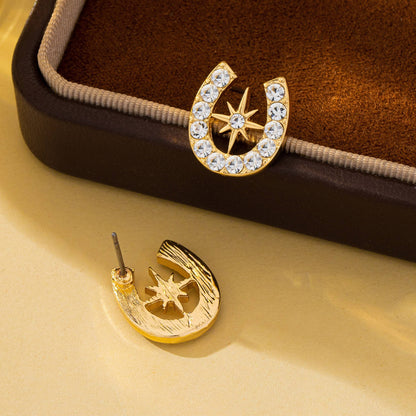 Horseshoe Star Stud Earrings