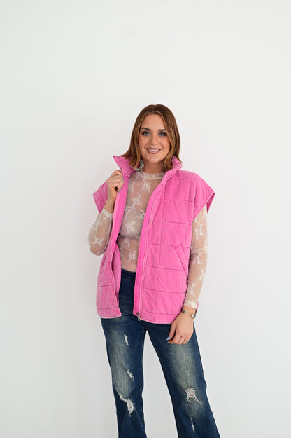 Hot Pink Quilted Vest