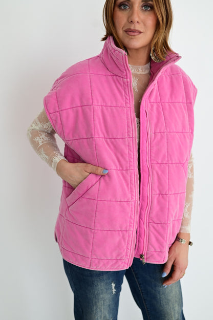 Hot Pink Quilted Vest