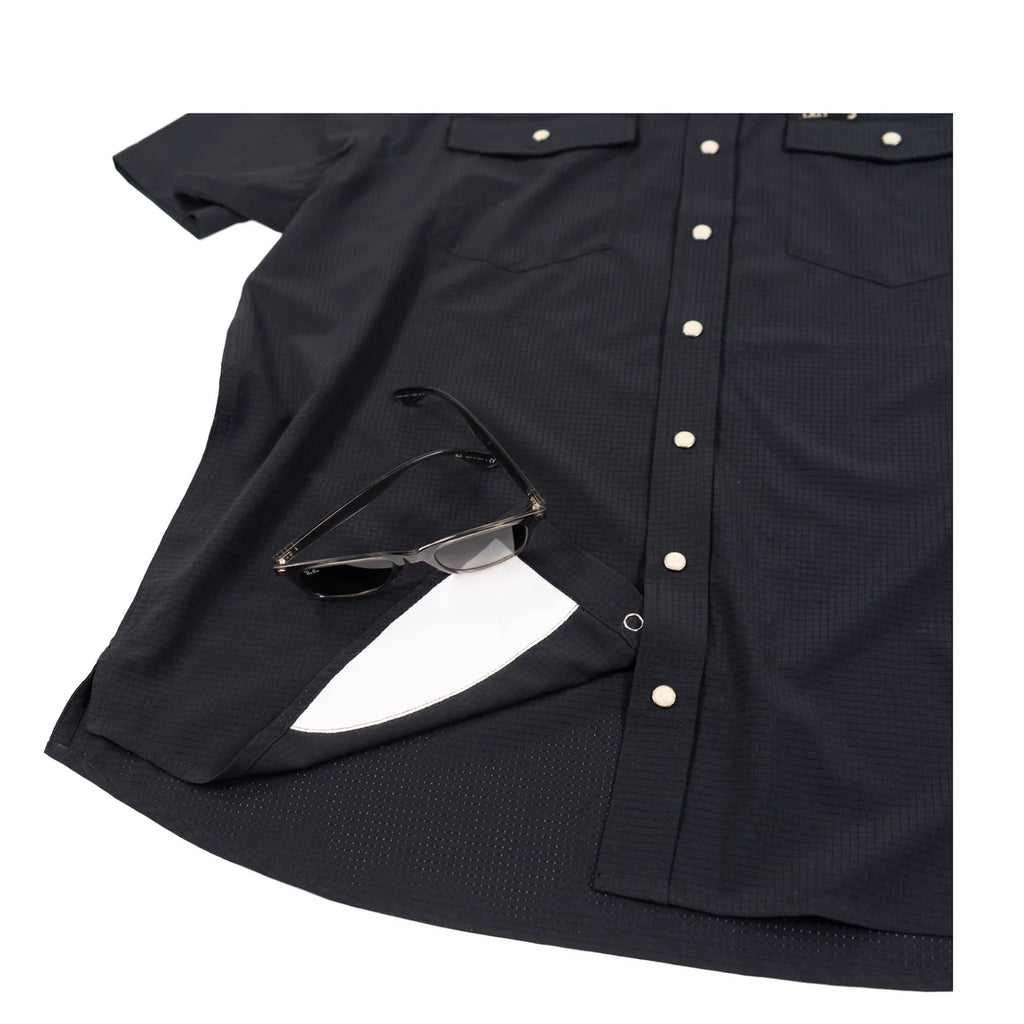 Lazy J Ranch Men's Airflow Pearl Snap Short Sleeve Shirt - Black